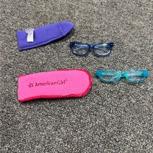American Girl Doll Glasses Set - Blue and Teal with Cases